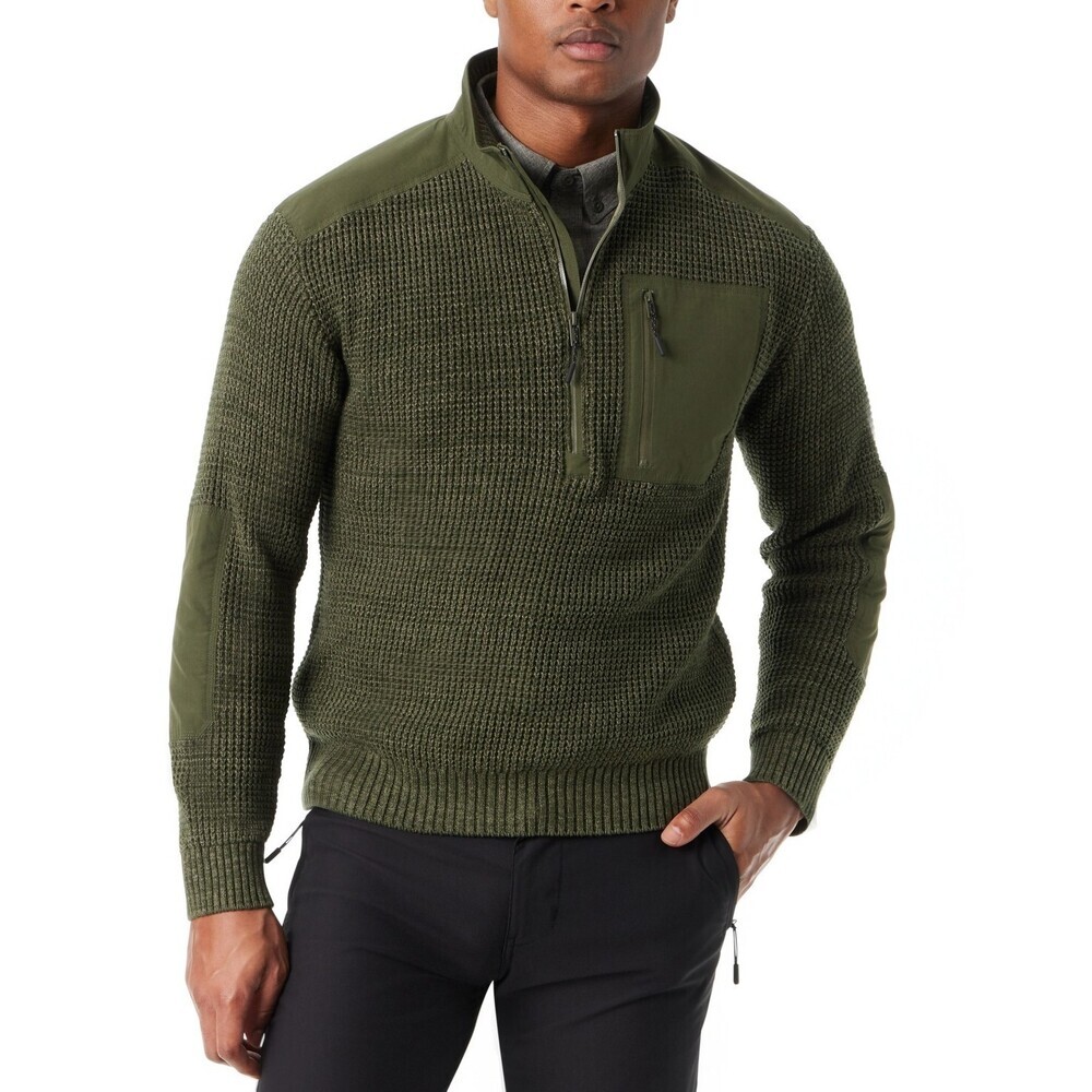 Bass Outdoor Sweater Mens Small Deep Depth 1/4 Zip Mock Neck Pullover MAC86